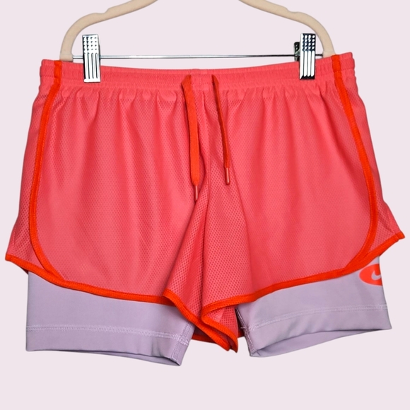 Nike Girl's Pink Orange Running Shorts - Picture 1 of 3